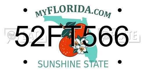 52FT566 Florida License Plate