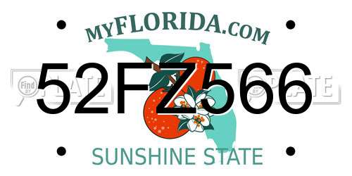 52FZ566 Florida License Plate
