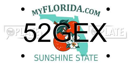 52GEX Florida License Plate