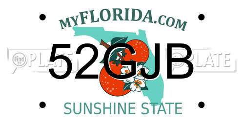 52GJB Florida License Plate