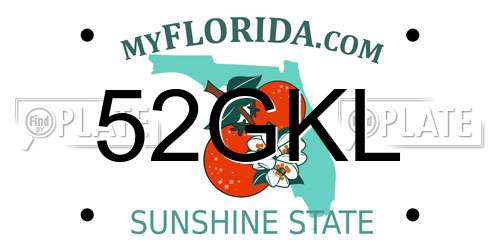 52GKL Florida License Plate