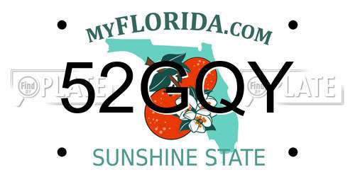 52GQY Florida License Plate