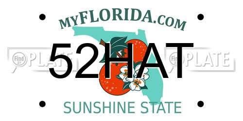 52HAT Florida License Plate