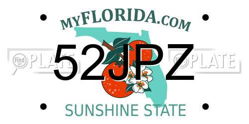 52JPZ Florida License Plate
