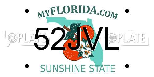 52JVL Florida License Plate