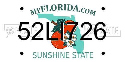 52LI726 Florida License Plate