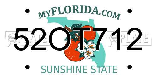 52OT712 Florida License Plate