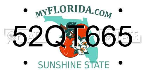 52QT665 Florida License Plate