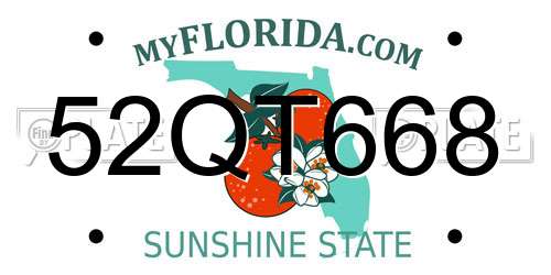52QT668 Florida License Plate