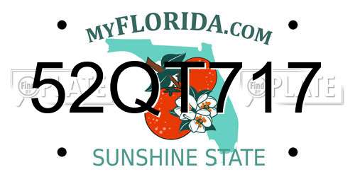 52QT717 Florida License Plate