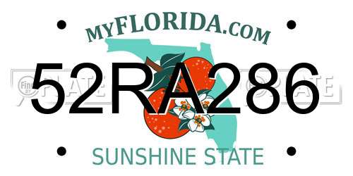 52RA286 Florida License Plate