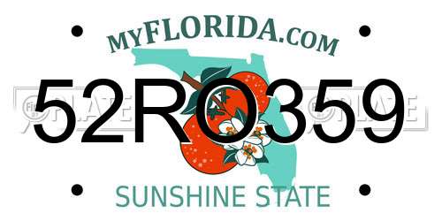 52RO359 Florida License Plate