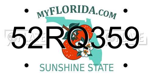 52RQ359 Florida License Plate