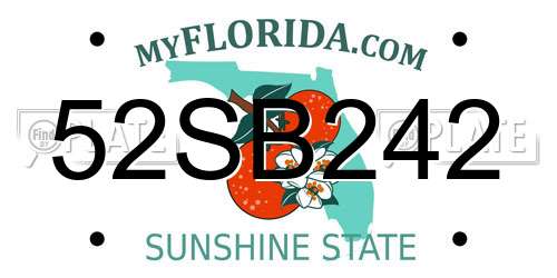 52SB242 Florida License Plate