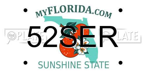 52SER Florida License Plate