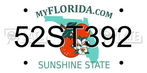52ST392 Florida License Plate