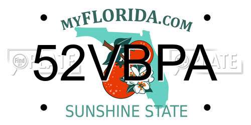 52VBPA Florida License Plate