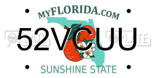 52VCUU Florida License Plate