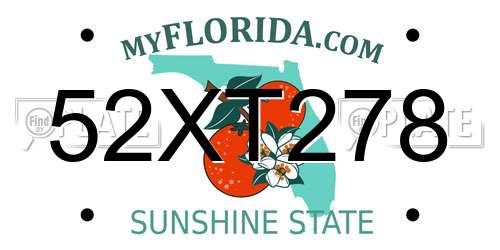 52XT278 Florida License Plate