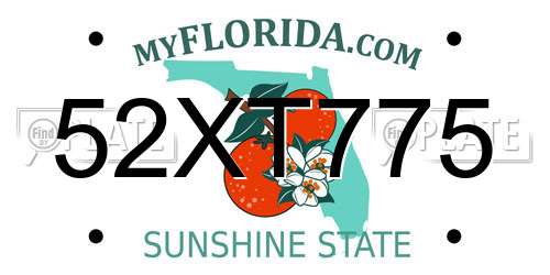 52XT775 Florida License Plate