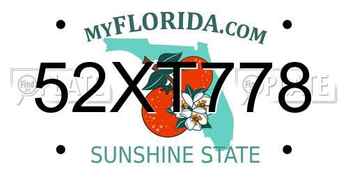 52XT778 Florida License Plate