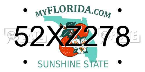 52XZ278 Florida License Plate