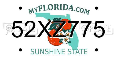 52XZ775 Florida License Plate
