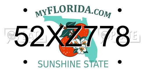 52XZ778 Florida License Plate