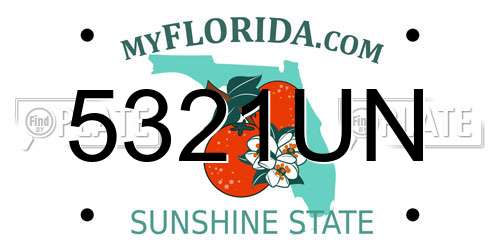 5321UN Florida License Plate