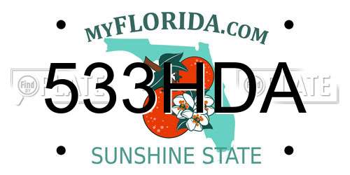 533HDA Florida License Plate