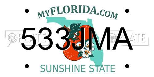 533JMA Florida License Plate