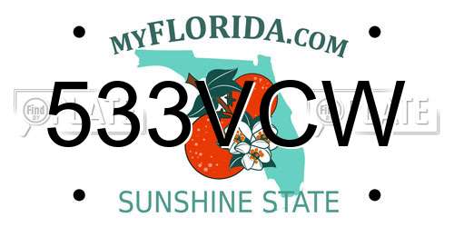 533VCW Florida License Plate