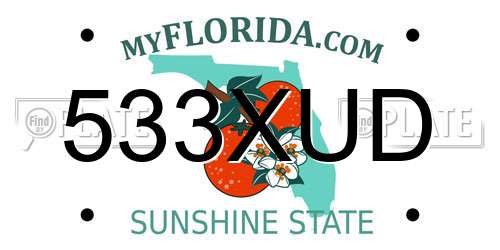 533XUD Florida License Plate