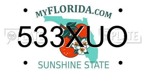 533XUO Florida License Plate