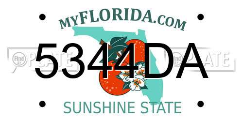 5344DA Florida License Plate