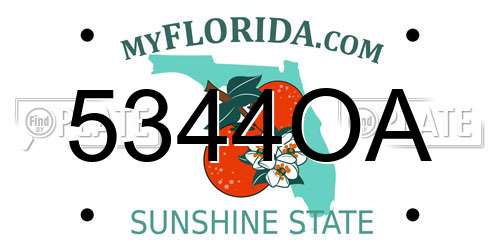5344OA Florida License Plate
