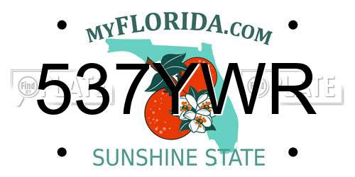 537YWR Florida License Plate