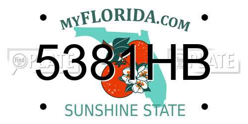 5381HB Florida License Plate