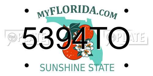 5394TO Florida License Plate