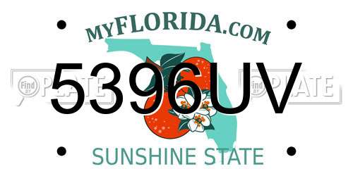 5396UV Florida License Plate