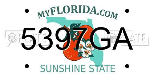 5397GA Florida License Plate