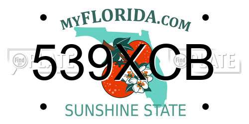 539XCB Florida License Plate