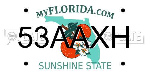 53AAXH Florida License Plate