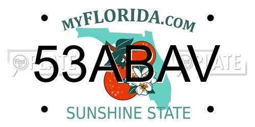 53ABAV Florida License Plate