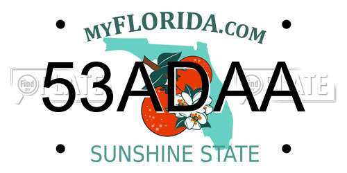 53ADAA Florida License Plate