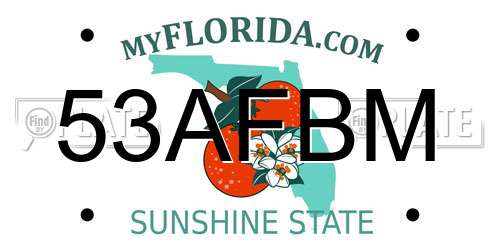 53AFBM Florida License Plate