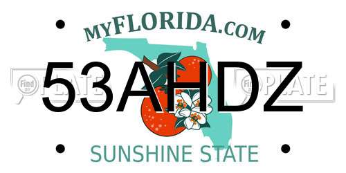 53AHDZ Florida License Plate
