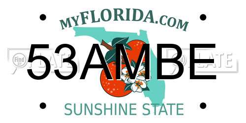 53AMBE Florida License Plate