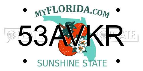 53AVKR Florida License Plate