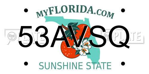 53AVSQ Florida License Plate